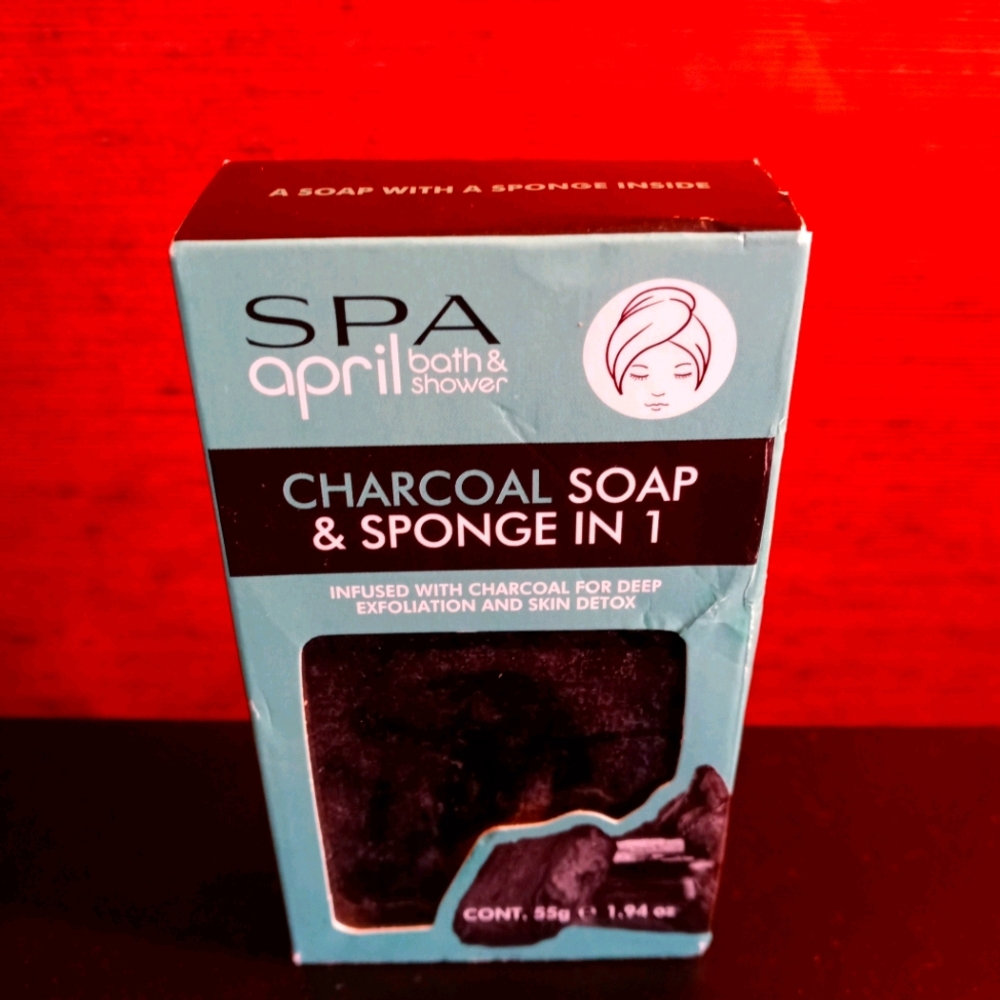 Charcoal soap and sponge in one